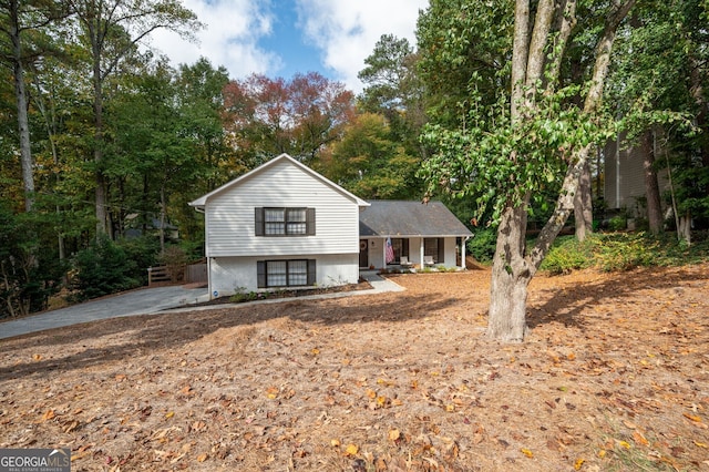 tri-level home featuring a porch
