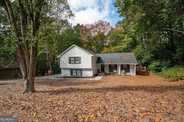 tri-level home with a porch