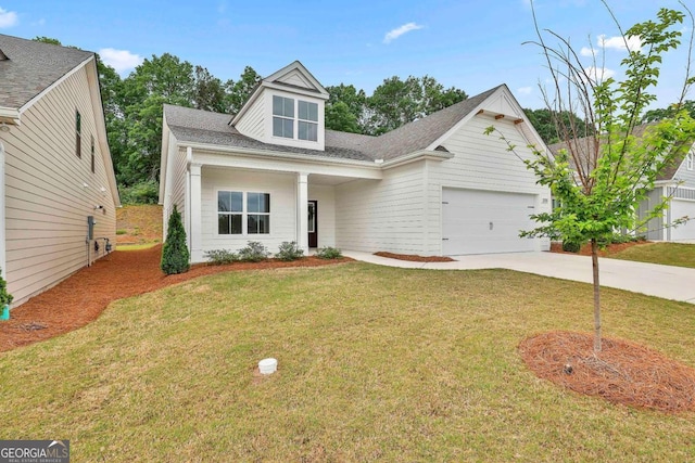 205 Farrell Creek Dr, Senoia, GA 30276 - view of front of property with driveway, an attached garage, a front lawn, and roof with shingles