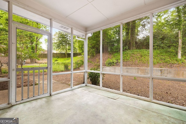 view of unfurnished sunroom