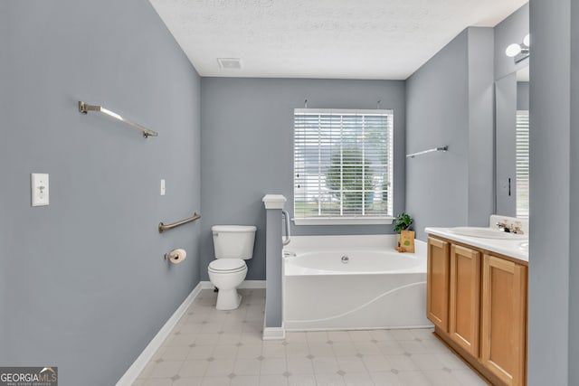 1220 Skipping Rock Ln SW, Grayson, GA 30017 - full bath featuring vanity, visible vents, toilet, baseboards, and a bath