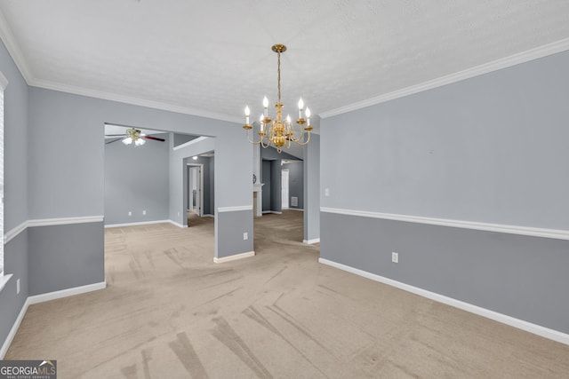 1220 Skipping Rock Ln SW, Grayson, GA 30017 - interior space with baseboards, ornamental molding, and ceiling fan with notable chandelier