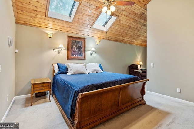 4761 Gateway Ln, Flowery Branch, GA 30542 - carpeted bedroom featuring wooden ceiling, a skylight, and vaulted ceiling