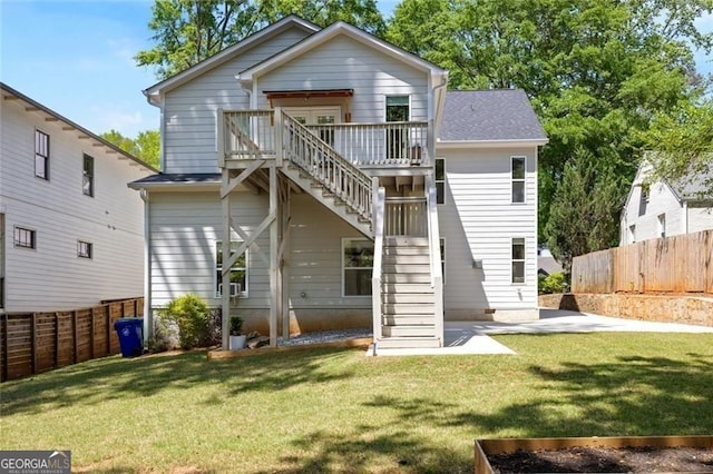 2553 Creekwood Ter, Decatur, GA 30030 - rear view of house with stairway, a wooden deck, and a shingled roof