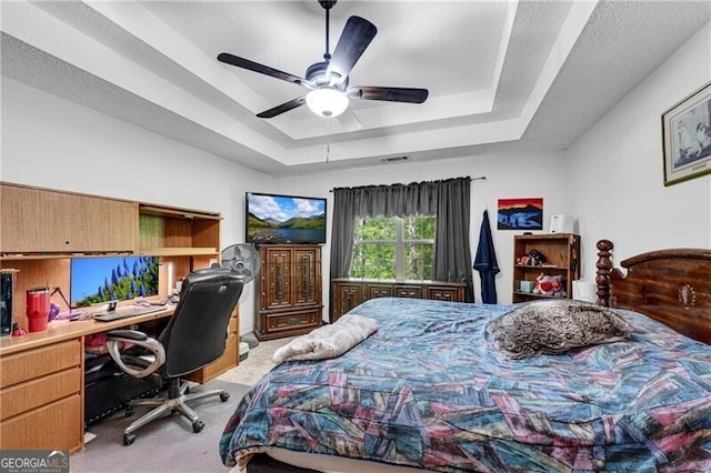 12 Mulberry Rd, Winder, GA 30680 - bedroom with a raised ceiling, light carpet, a desk, and ceiling fan