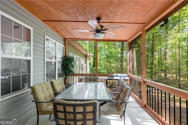 12 Mulberry Rd, Winder, GA 30680 - sunroom / solarium with a ceiling fan and outdoor dining area