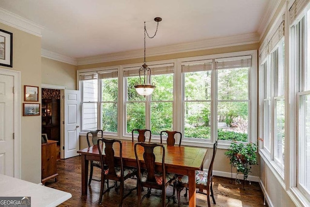 835 Timothy Rd, Athens, GA 30606 - dining area with dark wood-type flooring, baseboards, and ornamental molding
