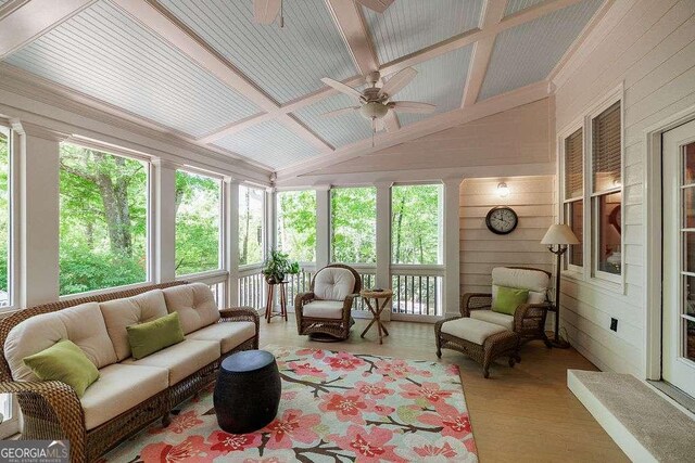 835 Timothy Rd, Athens, GA 30606 - sunroom / solarium featuring outdoor lounge area, a ceiling fan, and a healthy amount of sunlight