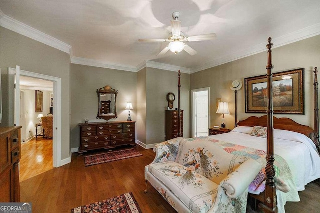 835 Timothy Rd, Athens, GA 30606 - bedroom featuring wood finished floors, a ceiling fan, baseboards, and ornamental molding