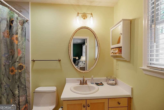 835 Timothy Rd, Athens, GA 30606 - bathroom featuring toilet, vanity, and a shower with shower curtain