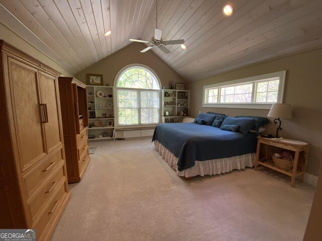 522 Satsuma Ct S, Ellijay, GA 30540 - bedroom with light colored carpet, lofted ceiling, recessed lighting, and ceiling fan