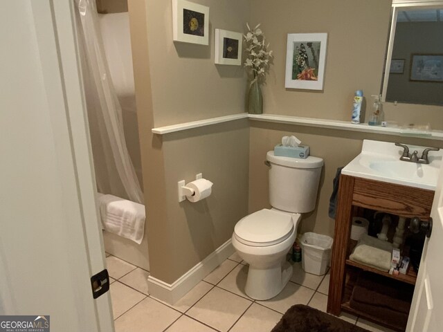 522 Satsuma Ct S, Ellijay, GA 30540 - bathroom with tile patterned floors, vanity, and shower / bath combination with curtain