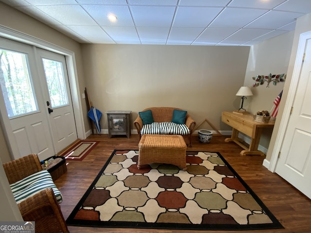 522 Satsuma Ct S, Ellijay, GA 30540 - sitting room with wood finished floors, french doors, and a drop ceiling