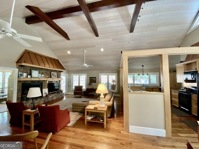 522 Satsuma Ct S, Ellijay, GA 30540 - living room with ceiling fan, light wood-style flooring, plenty of natural light, and recessed lighting