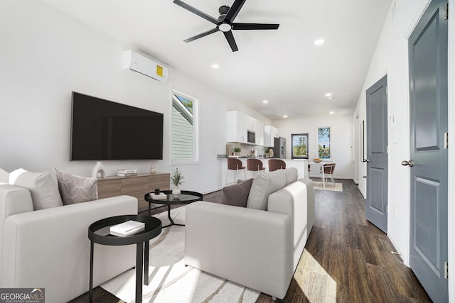 102 Dahlia Ave SW, Atlanta, GA 30314 - living area with a wealth of natural light, a ceiling fan, an AC wall unit, and recessed lighting