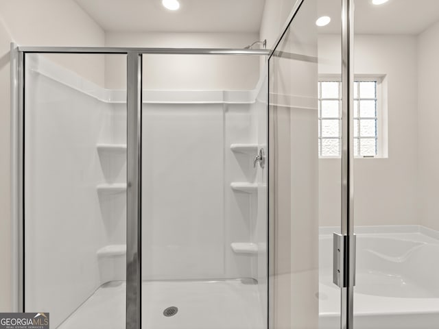 16 Virgil St, Dallas, GA 30132 - bathroom with recessed lighting and a stall shower