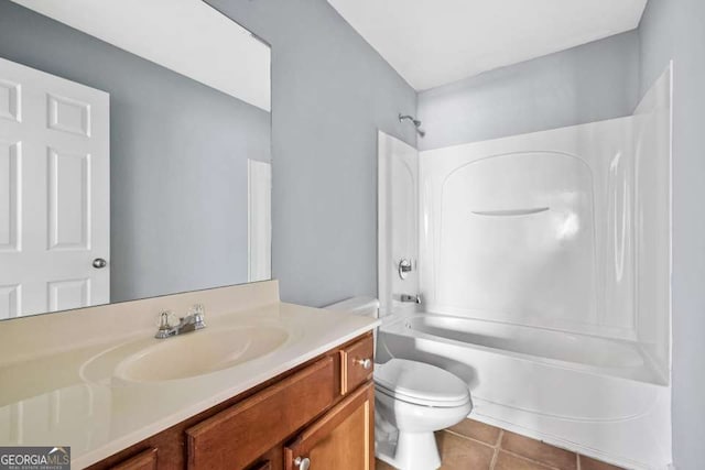 2872 Cross Creek Ct, Cumming, GA 30040 - full bath featuring vanity, toilet, tile patterned flooring, and bathing tub / shower combination