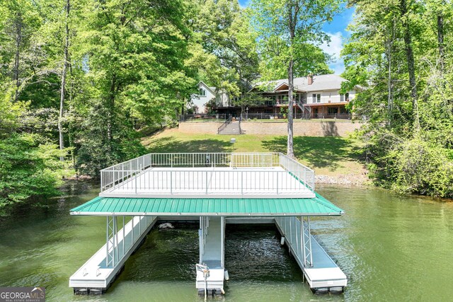 2436 Hawthorne Ln, Gainesville, GA 30506 - dock area with a water view and a yard