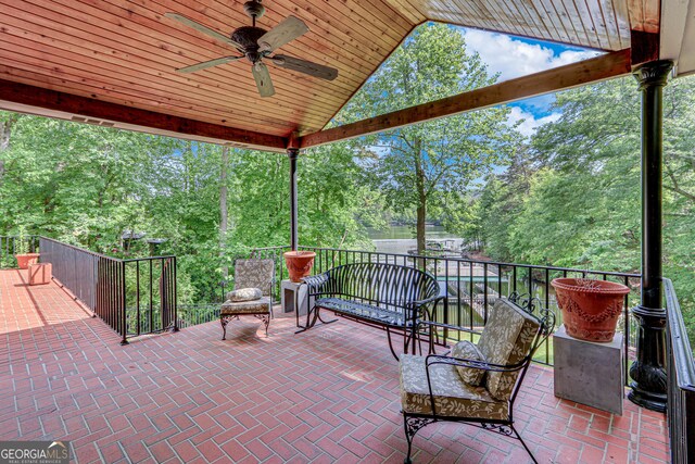 2436 Hawthorne Ln, Gainesville, GA 30506 - view of patio / terrace with ceiling fan and view of scattered trees