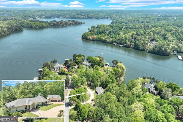 2436 Hawthorne Ln, Gainesville, GA 30506 - drone / aerial view with a wooded view and a water view