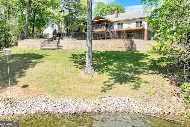 2436 Hawthorne Ln, Gainesville, GA 30506 - view of yard with a water view and stairway