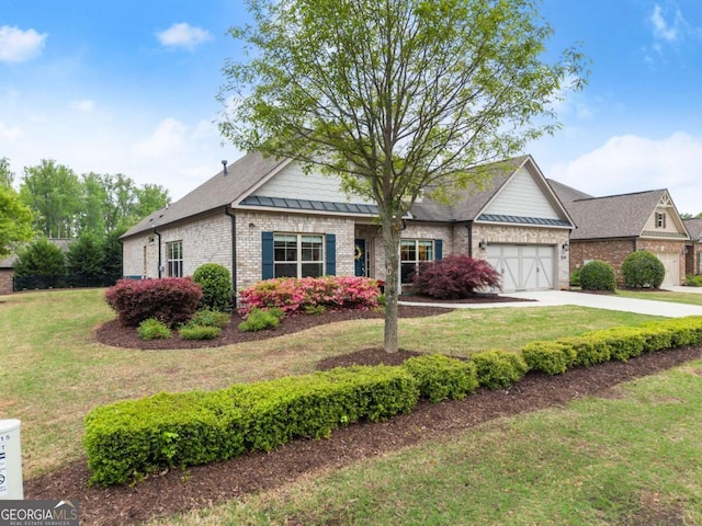 4815 Amble Trce, Cumming, GA 30040 - single story home featuring an attached garage, brick siding, a front lawn, driveway, and a standing seam roof