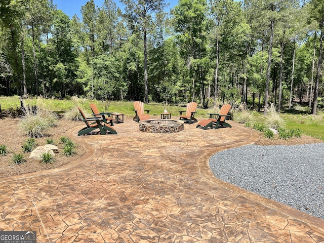 54 Lodge Ground Ln, Hawkinsville, GA 31036 - view of yard with a fire pit and a patio