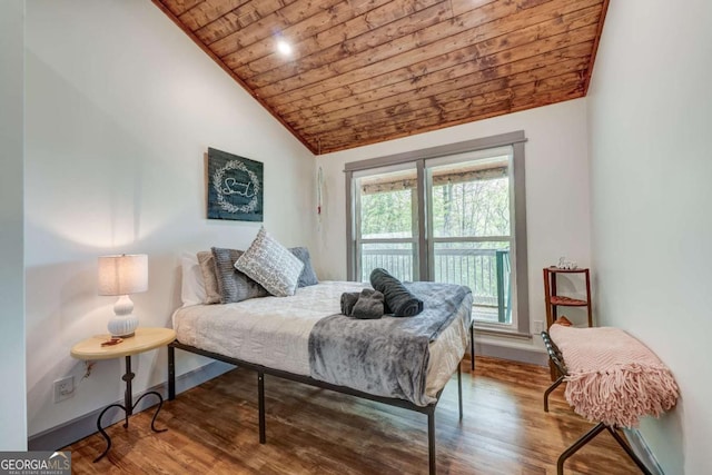 361 Rising Star Rd Unit 14, Ellijay, GA 30536 - bedroom featuring wood ceiling, vaulted ceiling, and wood finished floors