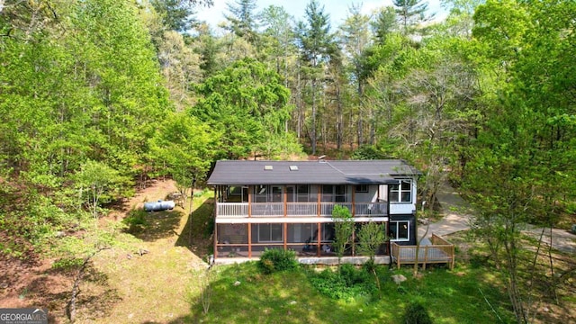 361 Rising Star Rd Unit 14, Ellijay, GA 30536 - rear view of house with a forest view and a sunroom