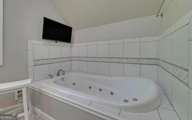 500 Old Mize Rd, Toccoa, GA 30577 - bathroom featuring vaulted ceiling and a whirlpool tub