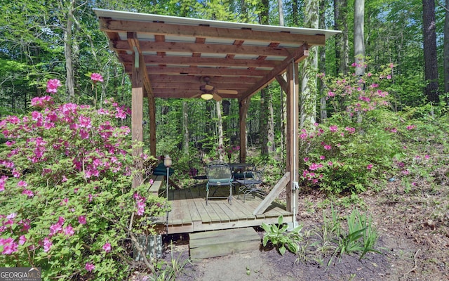 500 Old Mize Rd, Toccoa, GA 30577 - wooden terrace with a ceiling fan