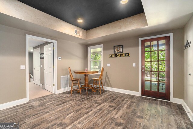 629 Gold Valley Pass, Canton, GA 30114 - dining room featuring baseboards, wood finished floors, and visible vents
