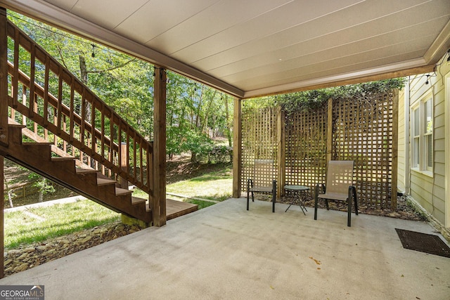 629 Gold Valley Pass, Canton, GA 30114 - view of patio / terrace featuring stairway