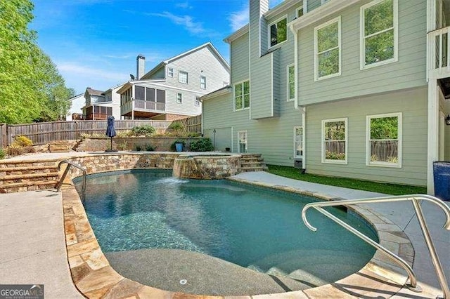 view of pool with a fenced backyard, a patio, and a fenced in pool