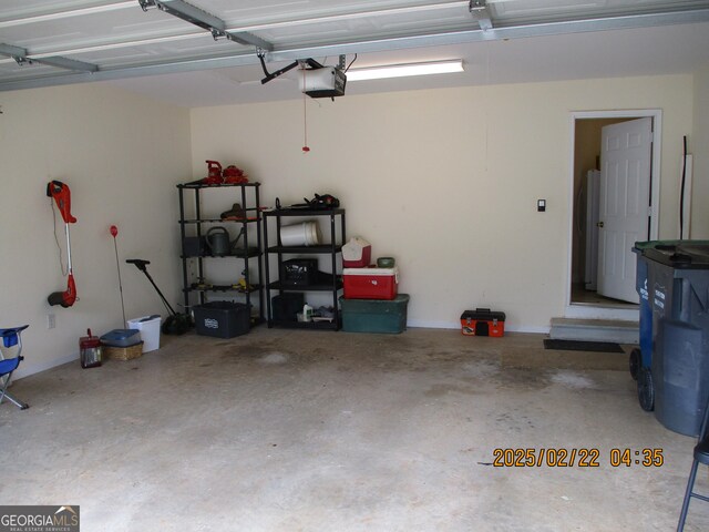garage with a garage door opener