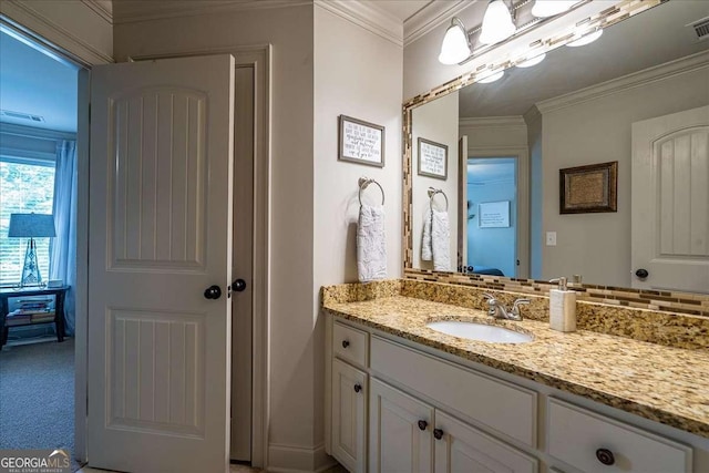 175 Tillman Ln, Athens, GA 30606 - bathroom with vanity and crown molding