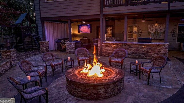 175 Tillman Ln, Athens, GA 30606 - view of patio / terrace with a fire pit and a balcony