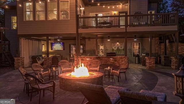 175 Tillman Ln, Athens, GA 30606 - view of patio / terrace with an outdoor fire pit and a balcony