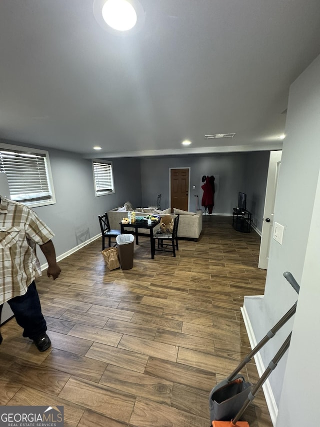 2461 Mcalpin Ter, East Point, GA 30344 - living area featuring wood finished floors and recessed lighting