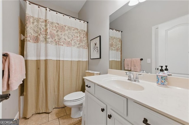3883 Wakefield Hall Sq SE, Smyrna, GA 30080 - full bathroom with vanity, tile patterned flooring, toilet, and shower / bath combo with shower curtain