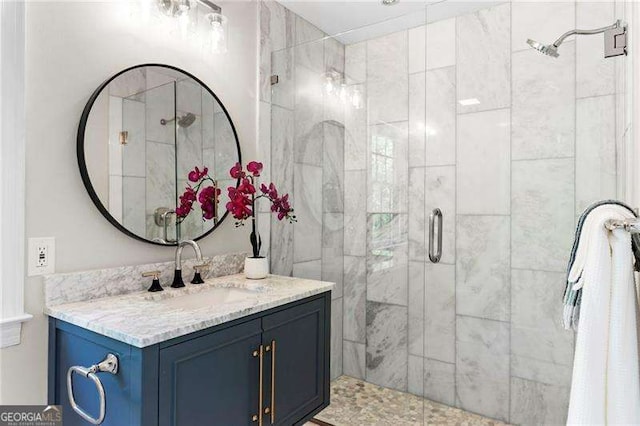 5790 Heards Forest Dr, Atlanta, GA 30328 - bathroom with a shower stall and vanity