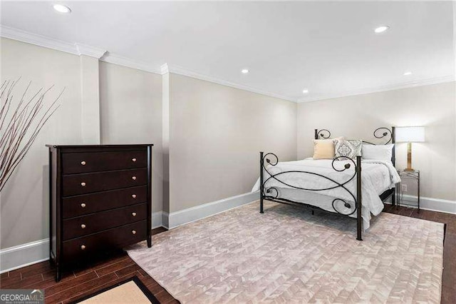 5790 Heards Forest Dr, Atlanta, GA 30328 - bedroom with recessed lighting, baseboards, ornamental molding, and wood finished floors
