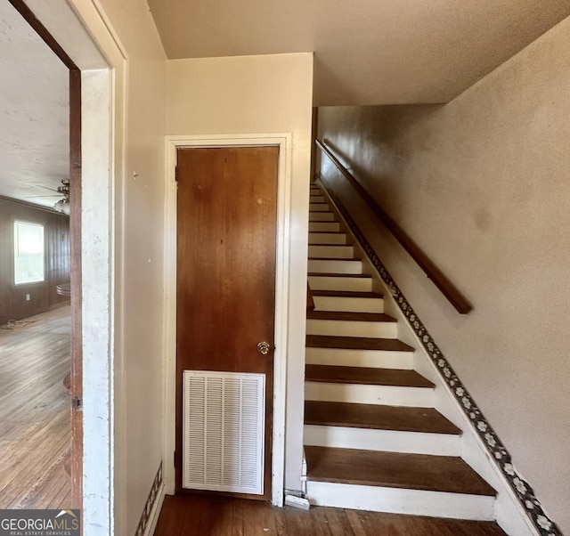 623 Mcdonald St, Waycross, GA 31503 - stairs with wood finished floors