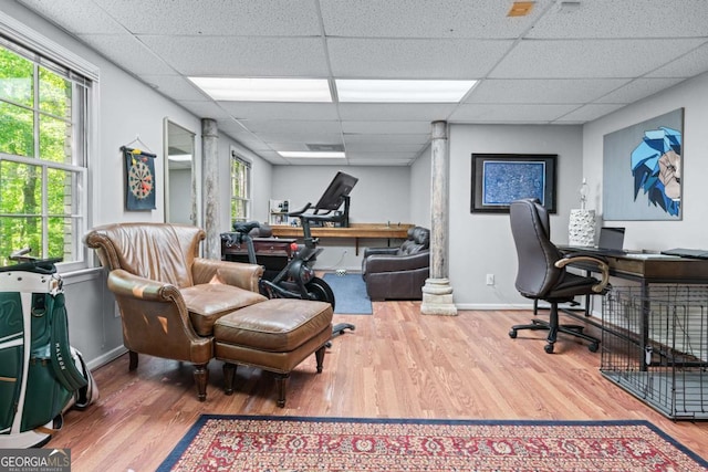 1811 Fountain Hill Ct, Duluth, GA 30097 - home office featuring a drop ceiling, wood finished floors, and baseboards