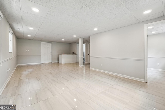 851 Rockbridge Rd SW, Lilburn, GA 30047 - interior space featuring light tile patterned floors, recessed lighting, a paneled ceiling, and baseboards