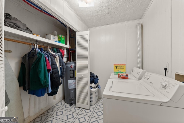 4701 Cleveland Hwy, Gainesville, GA 30506 - clothes washing area featuring separate washer and dryer, water heater, and a textured ceiling