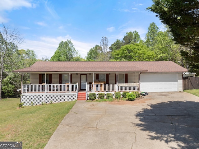 4701 Cleveland Hwy, Gainesville, GA 30506 - view of front facade featuring a porch, driveway, a front lawn, a garage, and roof with shingles