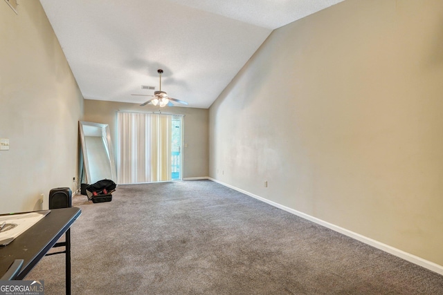 108 Magnolia Plantation Trce Unit 108, Hinesville, GA 31313 - interior space with baseboards, vaulted ceiling, visible vents, and ceiling fan