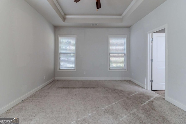 440 Dublin Way, Dallas, GA 30132 - carpeted empty room with a raised ceiling, visible vents, a ceiling fan, and a wealth of natural light