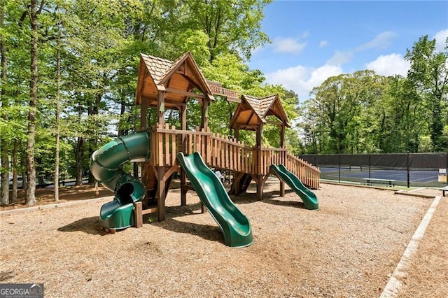 communal playground with fence